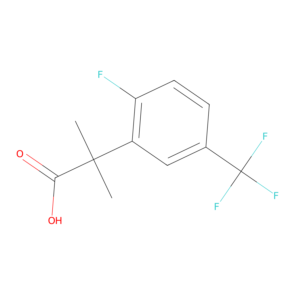 2-[2-Fluoro-5-(trifluoromethyl)phenyl]-2-methylpropanoic acid molecular structure, CAS 1260657-85-9