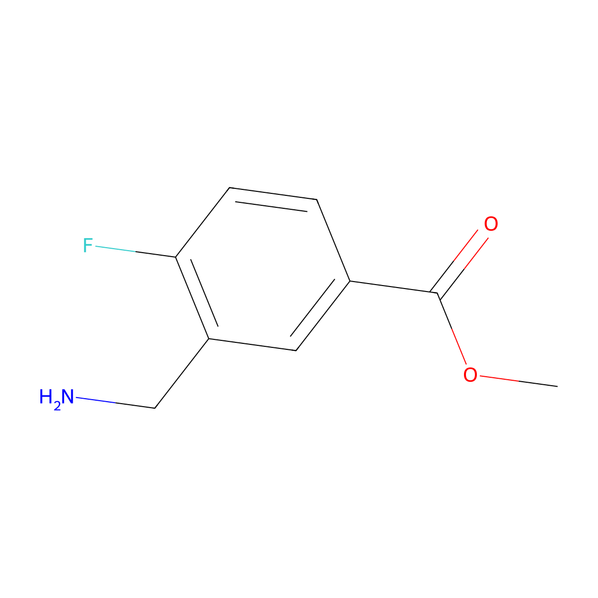 Methyl 3-(aminomethyl)-4-fluorobenzoate molecular structure, CAS 1260658-16-9