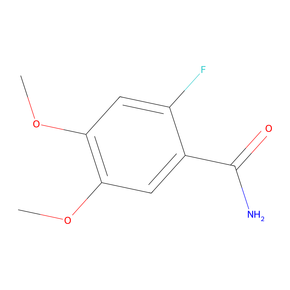 2-Fluoro-4,5-dimethoxy-benzamide molecular structure, CAS 1260658-21-6