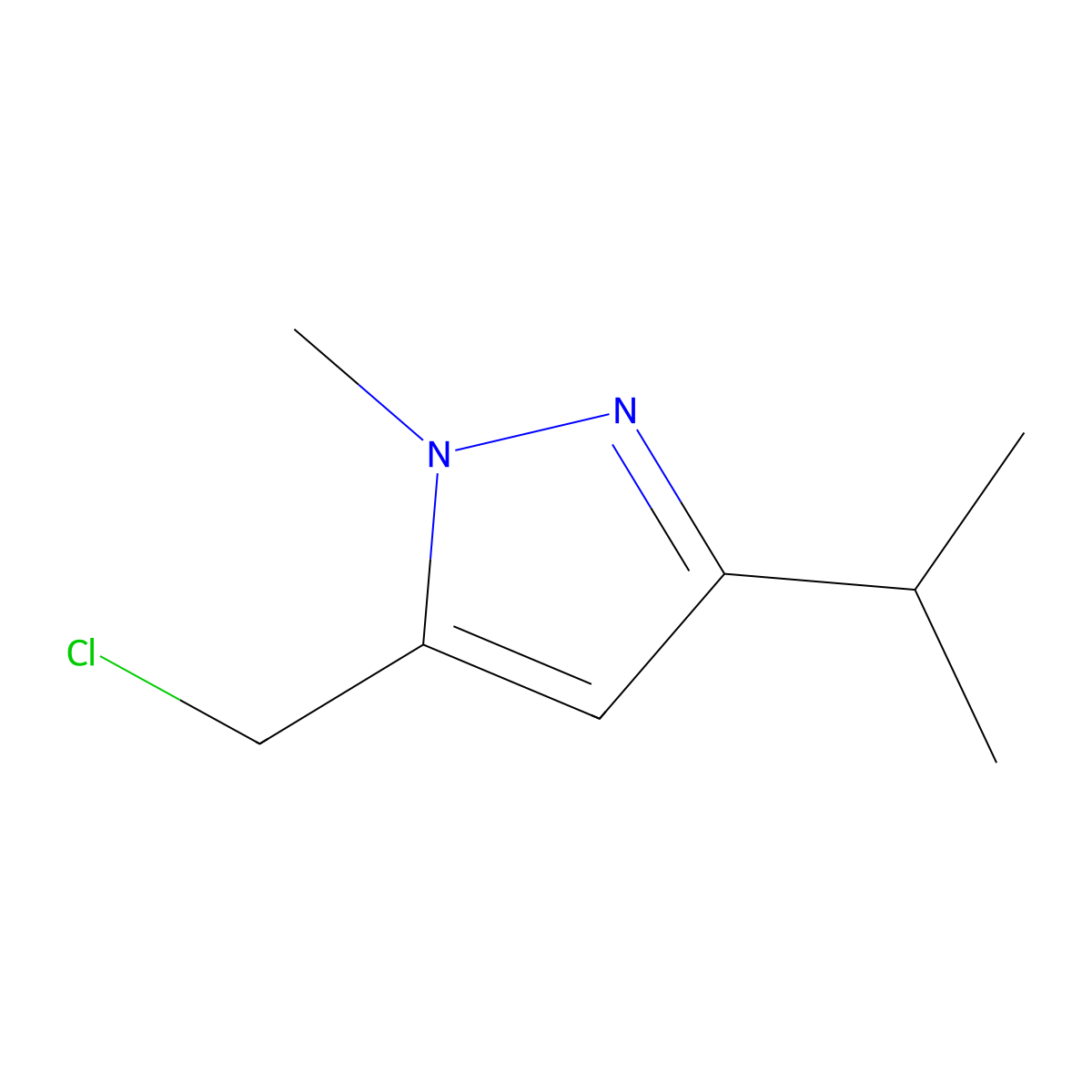 5-(chloromethyl)-3-isopropyl-1-methyl-1H-pyrazole molecular structure, CAS 1260658-78-3