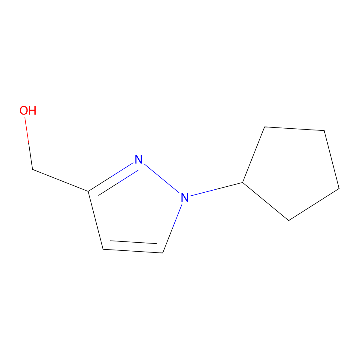 (1-cyclopentyl-1H-pyrazol-3-yl)methanol molecular structure, CAS 1260658-79-4