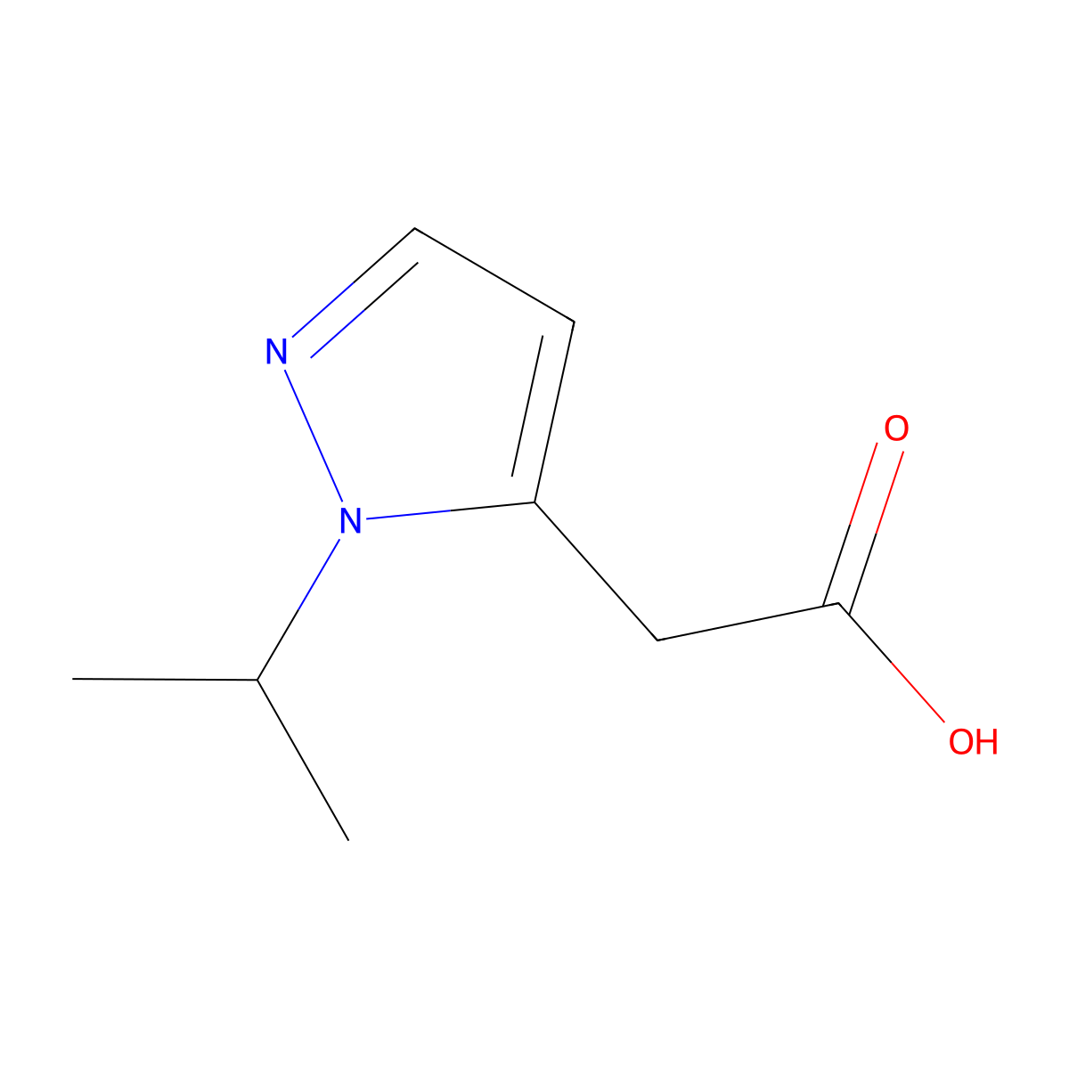 2-(1-Isopropyl-1H-pyrazol-5-yl)acetic acid molecular structure, CAS 1260658-80-7
