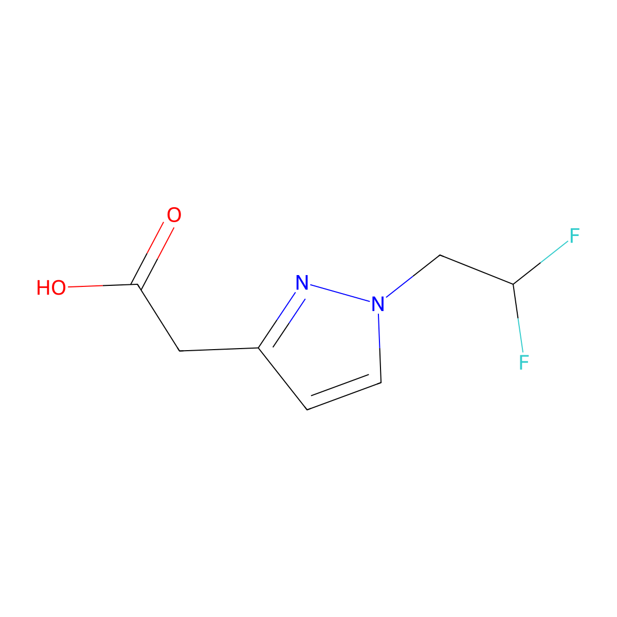 2-(1-(2,2-Difluoroethyl)-1H-pyrazol-3-yl)acetic acid molecular structure, CAS 1260658-84-1