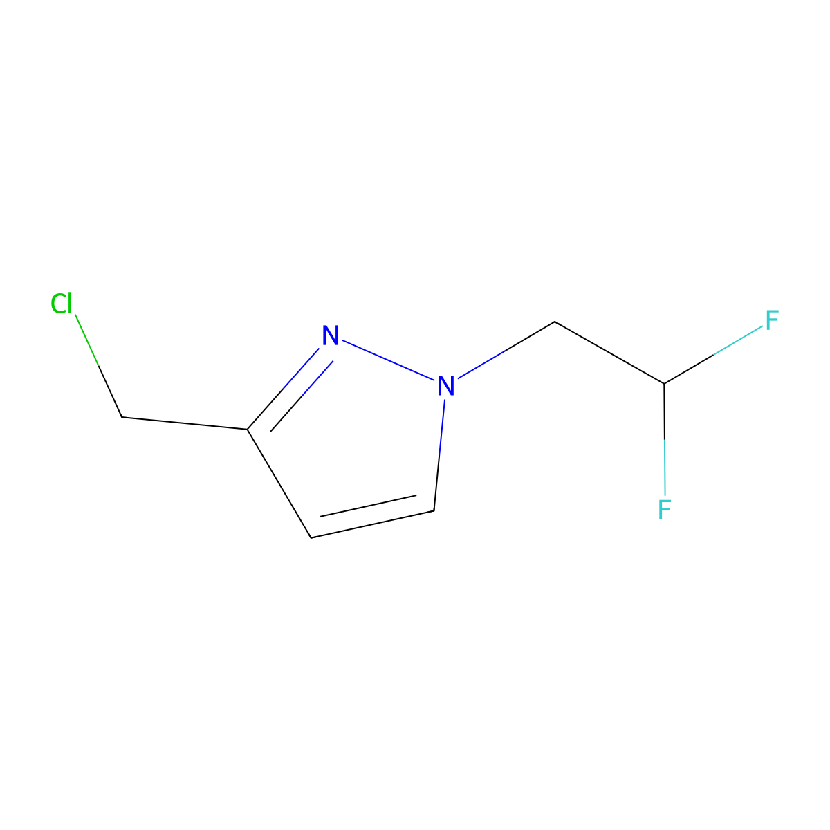 3-(Chloromethyl)-1-(2,2-difluoroethyl)-1H-pyrazole molecular structure, CAS 1260658-85-2