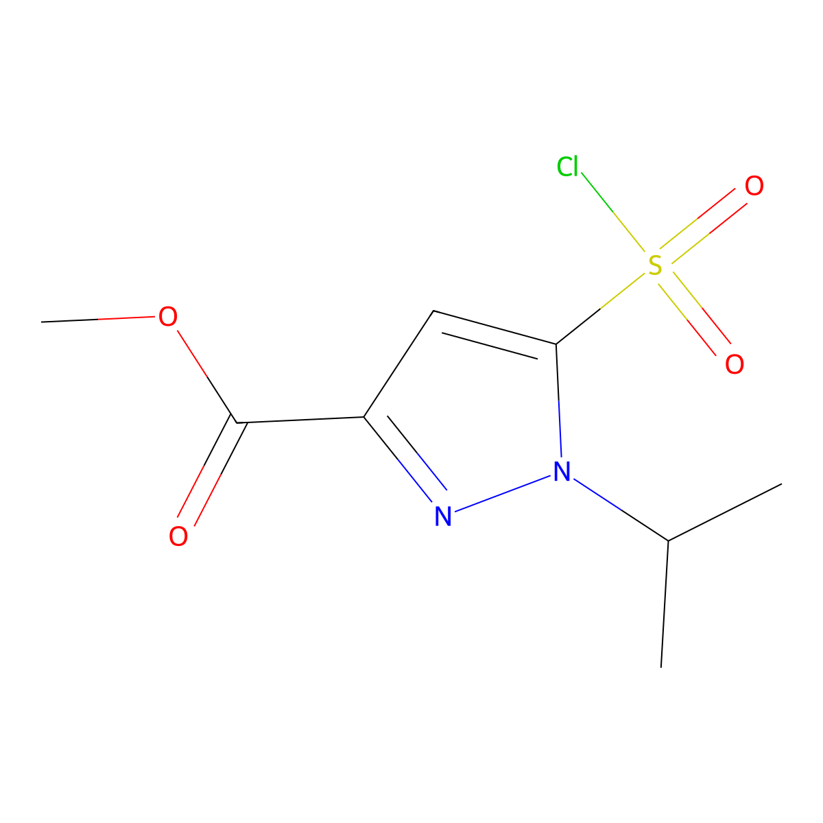 Methyl 5-(chlorosulfonyl)-1-isopropyl-1h-pyrazole-3-carboxylate molecular structure, CAS 1260658-86-3