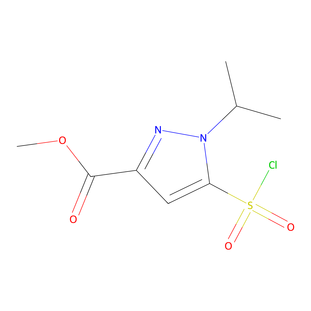 Methyl 5-(chlorosulfonyl)-1-isopropyl-1h-pyrazole-3-carboxylate molecular structure, CAS 1260658-86-3
