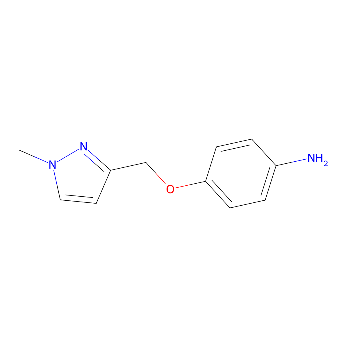 4-((1-Methyl-1H-pyrazol-3-yl)methoxy)aniline molecular structure, CAS 1260658-94-3