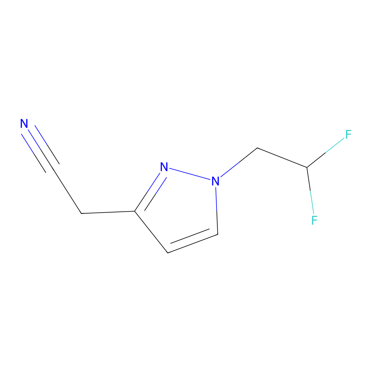 2-(1-(2,2-Difluoroethyl)-1H-pyrazol-3-yl)acetonitrile molecular structure, CAS 1260658-96-5