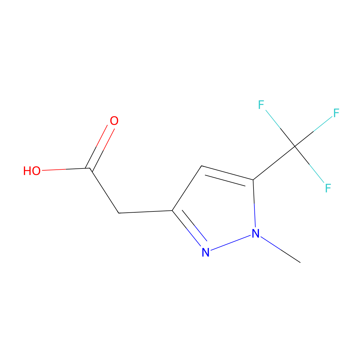 1-Methyl-5-(trifluoromethyl)-1H-pyrazole-3-acetic acid molecular structure, CAS 1260658-98-7