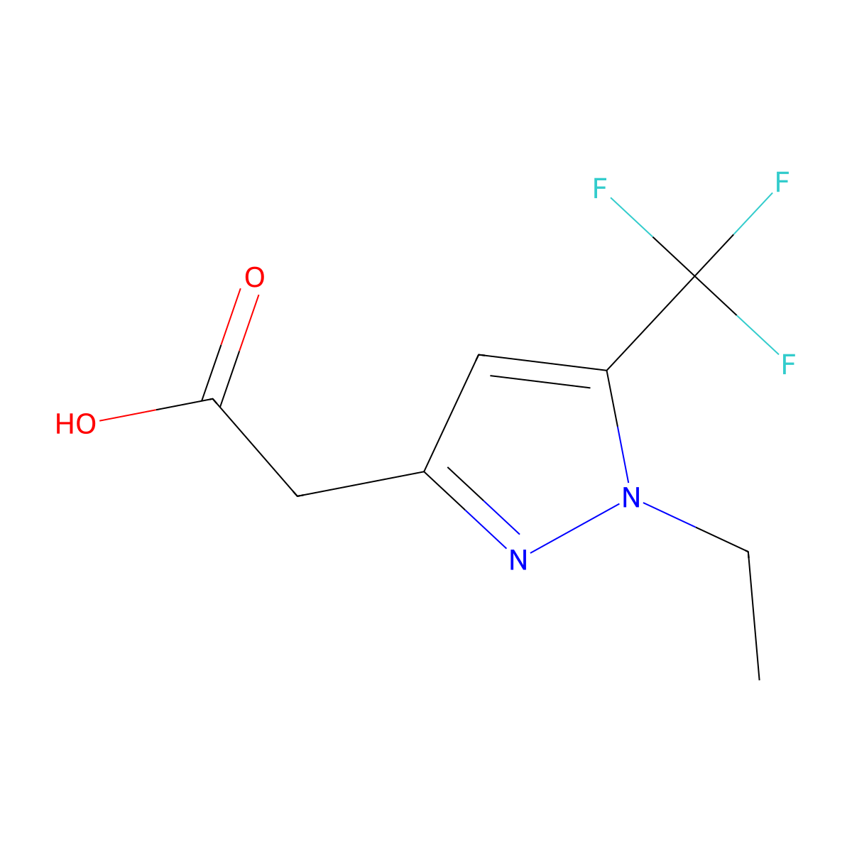 2-(1-Ethyl-5-(trifluoromethyl)-1H-pyrazol-3-yl)acetic acid molecular structure, CAS 1260658-99-8