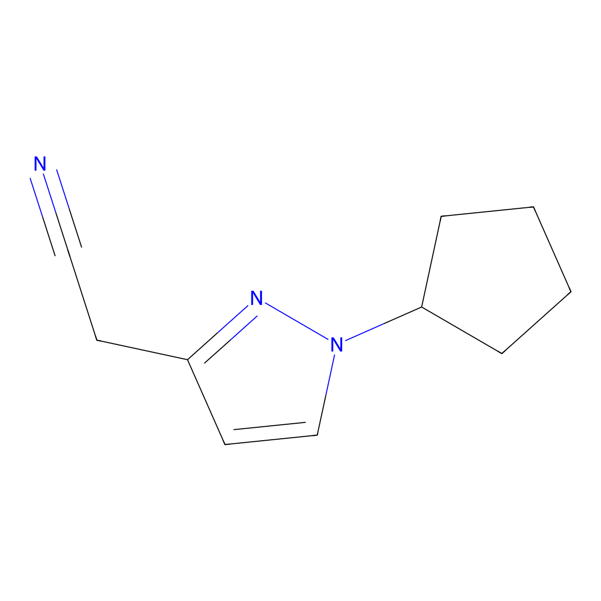 2-(1-Cyclopentyl-1H-pyrazol-3-yl)acetonitrile molecular structure, CAS 1260659-00-4