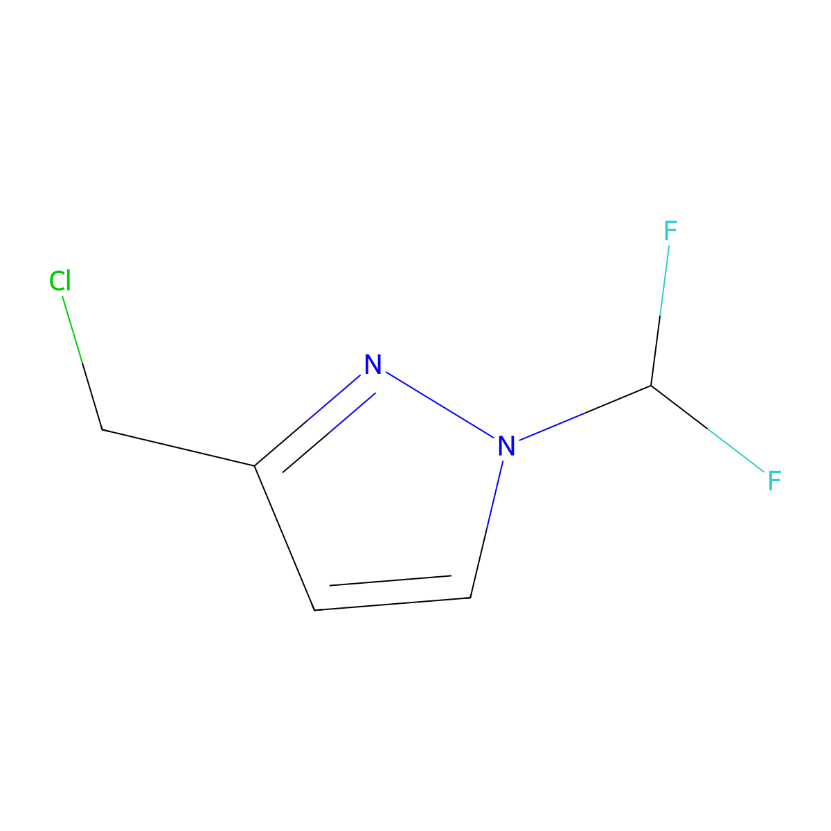 3-(chloromethyl)-1-(difluoromethyl)-1H-pyrazole molecular structure, CAS 1260659-01-5