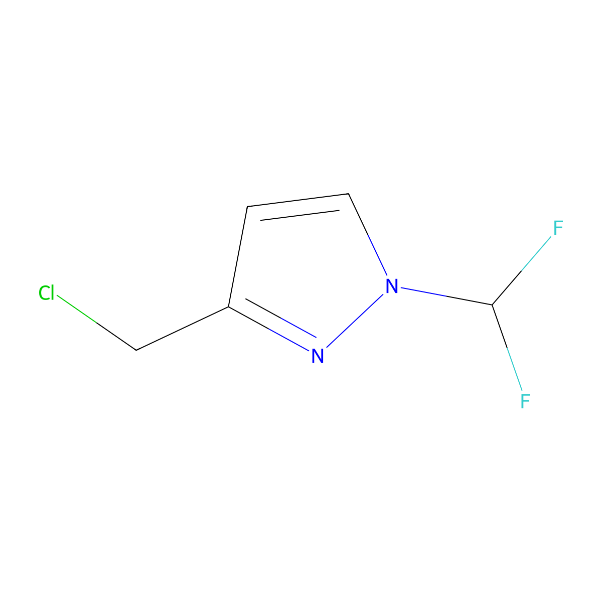 3-(chloromethyl)-1-(difluoromethyl)-1H-pyrazole molecular structure, CAS 1260659-01-5