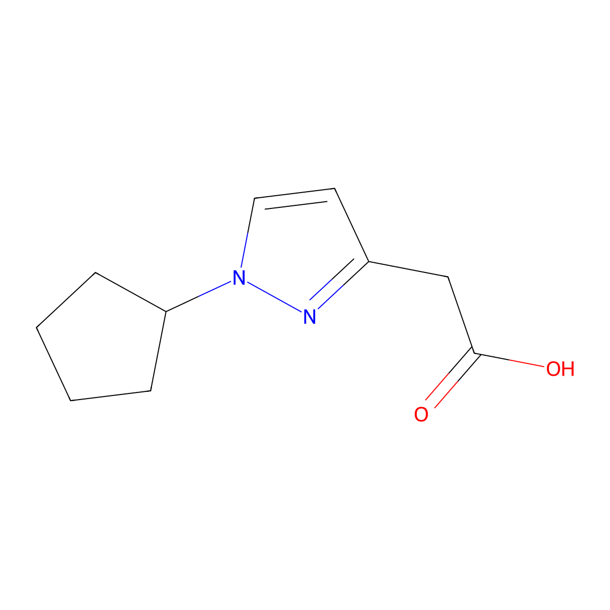 2-(1-cyclopentyl-1H-pyrazol-3-yl)acetic acid molecular structure, CAS 1260659-07-1