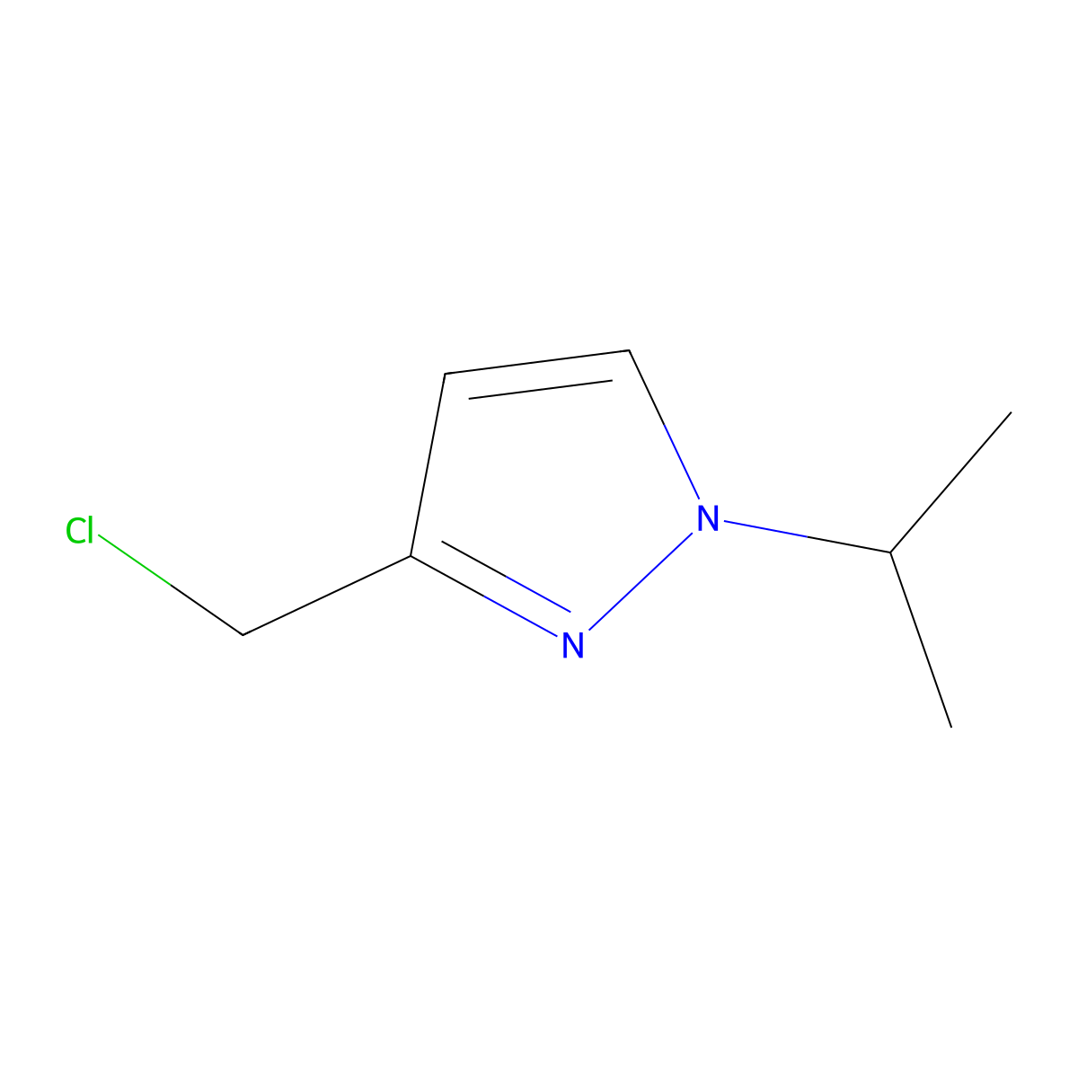 1H-Pyrazole, 3-(chloromethyl)-1-(1-methylethyl)- molecular structure, CAS 1260659-10-6