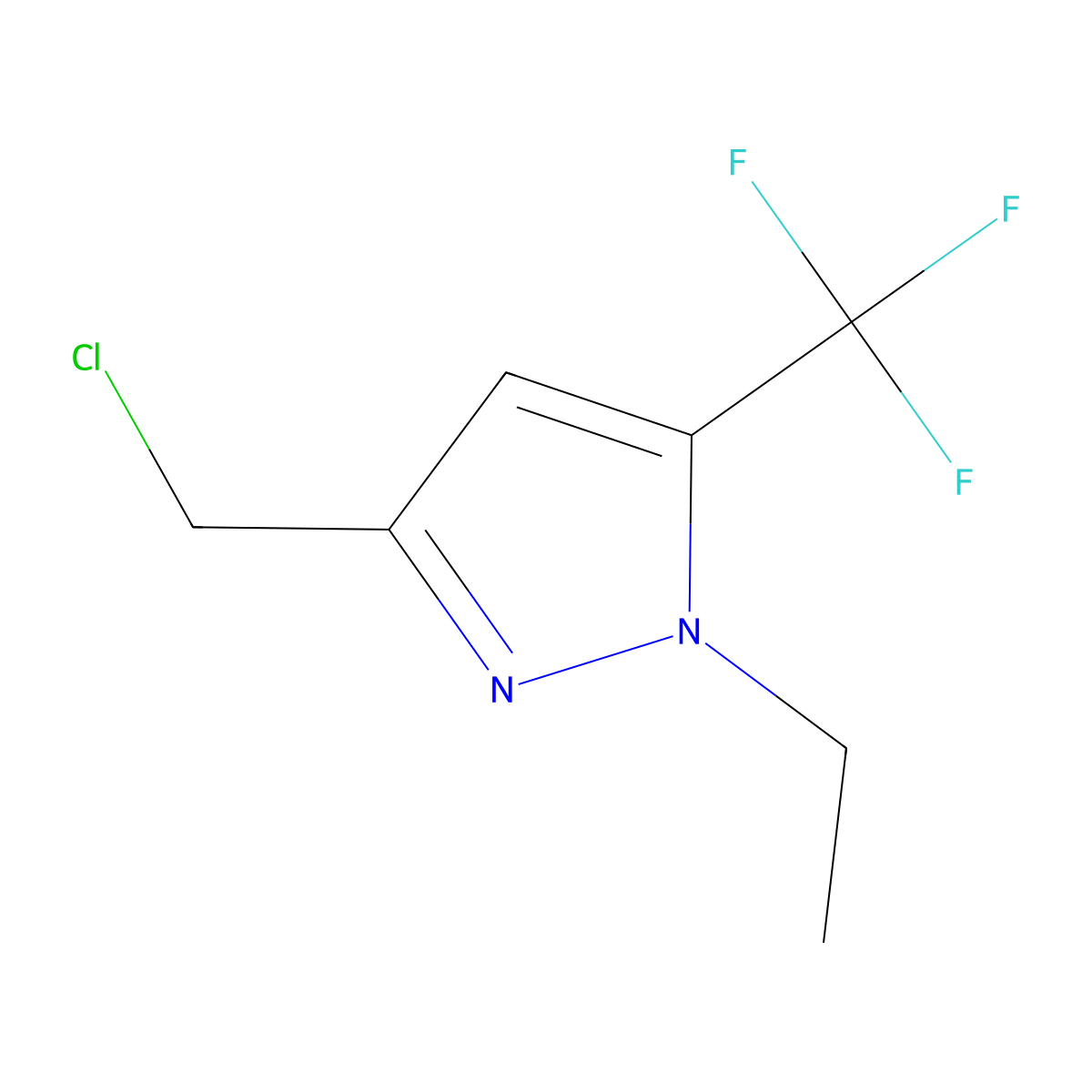 3-(chloromethyl)-1-ethyl-5-(trifluoromethyl)-1H-pyrazole molecular structure, CAS 1260659-15-1