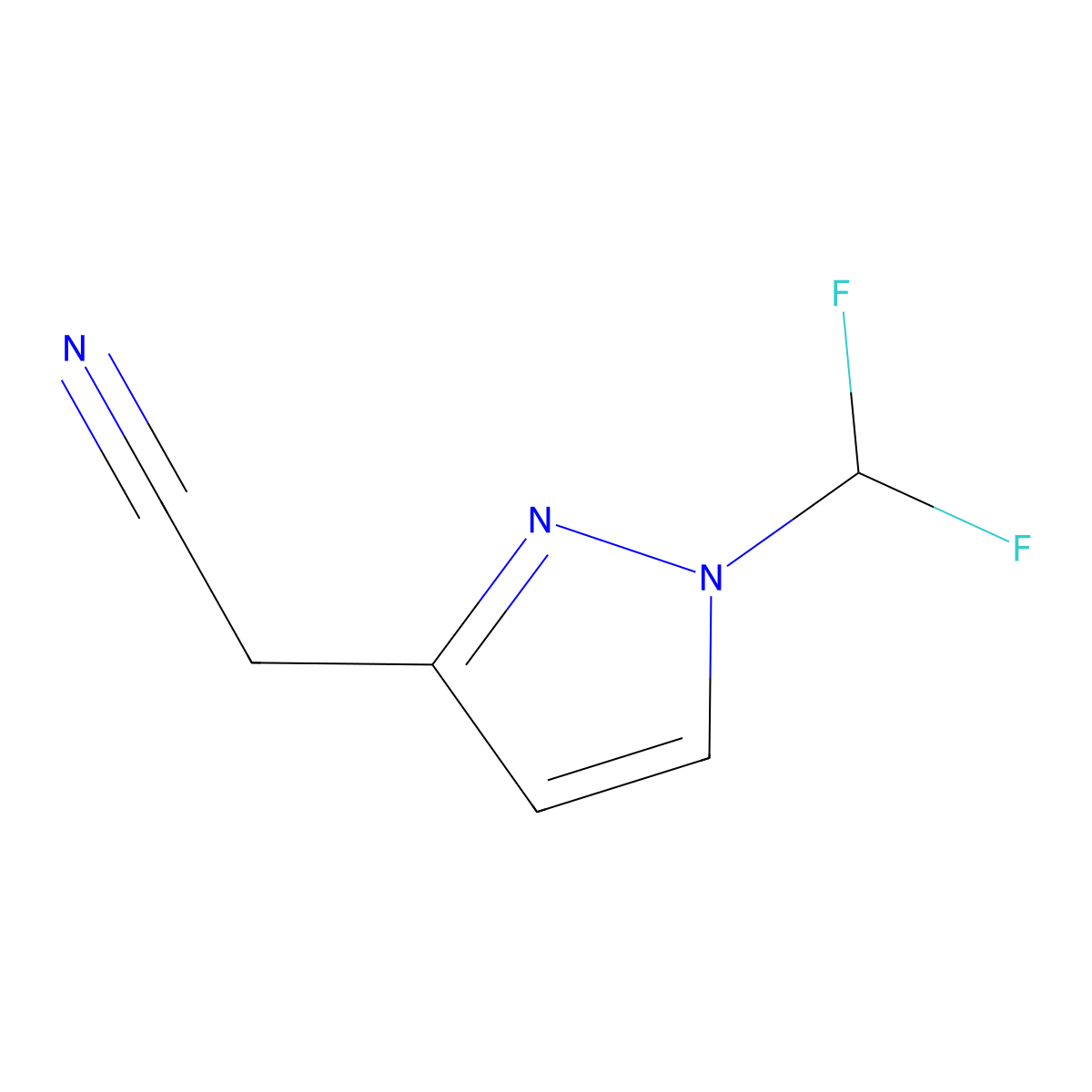 2-(1-(Difluoromethyl)-1H-pyrazol-3-yl)acetonitrile molecular structure, CAS 1260659-16-2