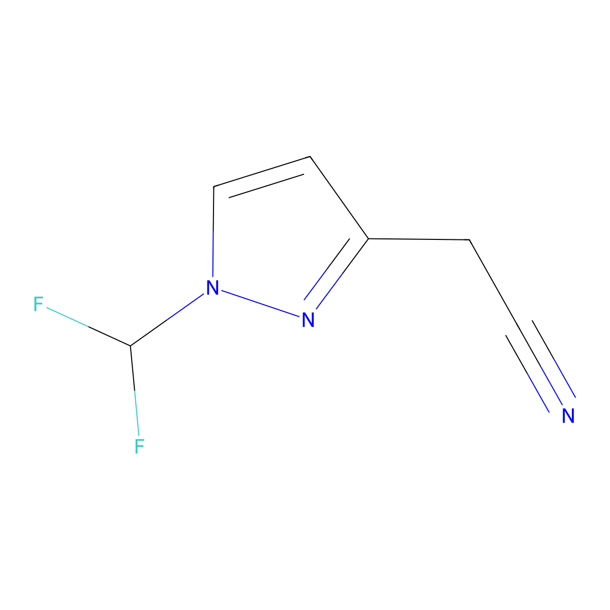 2-(1-(Difluoromethyl)-1H-pyrazol-3-yl)acetonitrile molecular structure, CAS 1260659-16-2