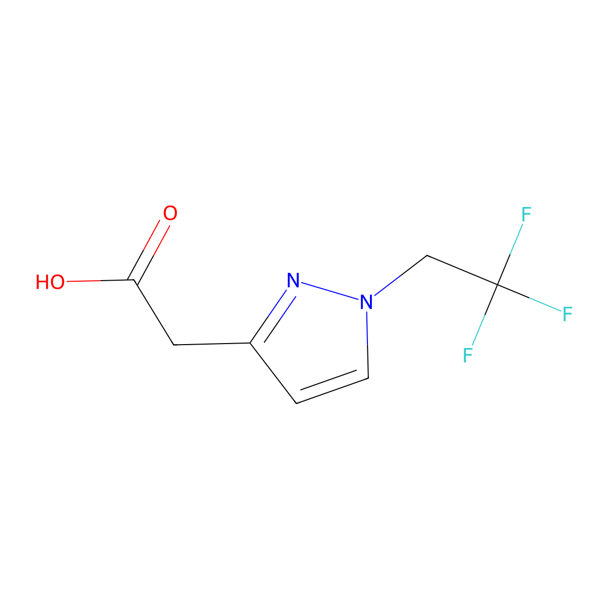 2-[1-(2,2,2-trifluoroethyl)-1H-pyrazol-3-yl]acetic acid molecular structure, CAS 1260659-18-4