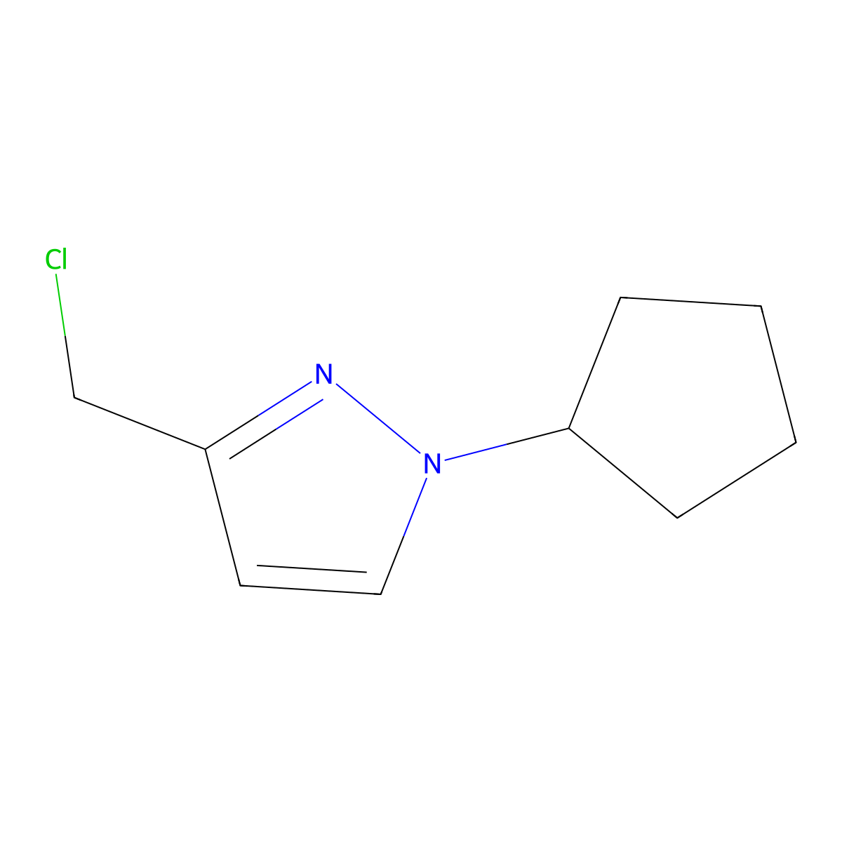 1H-Pyrazole, 3-(chloromethyl)-1-cyclopentyl- molecular structure, CAS 1260659-19-5