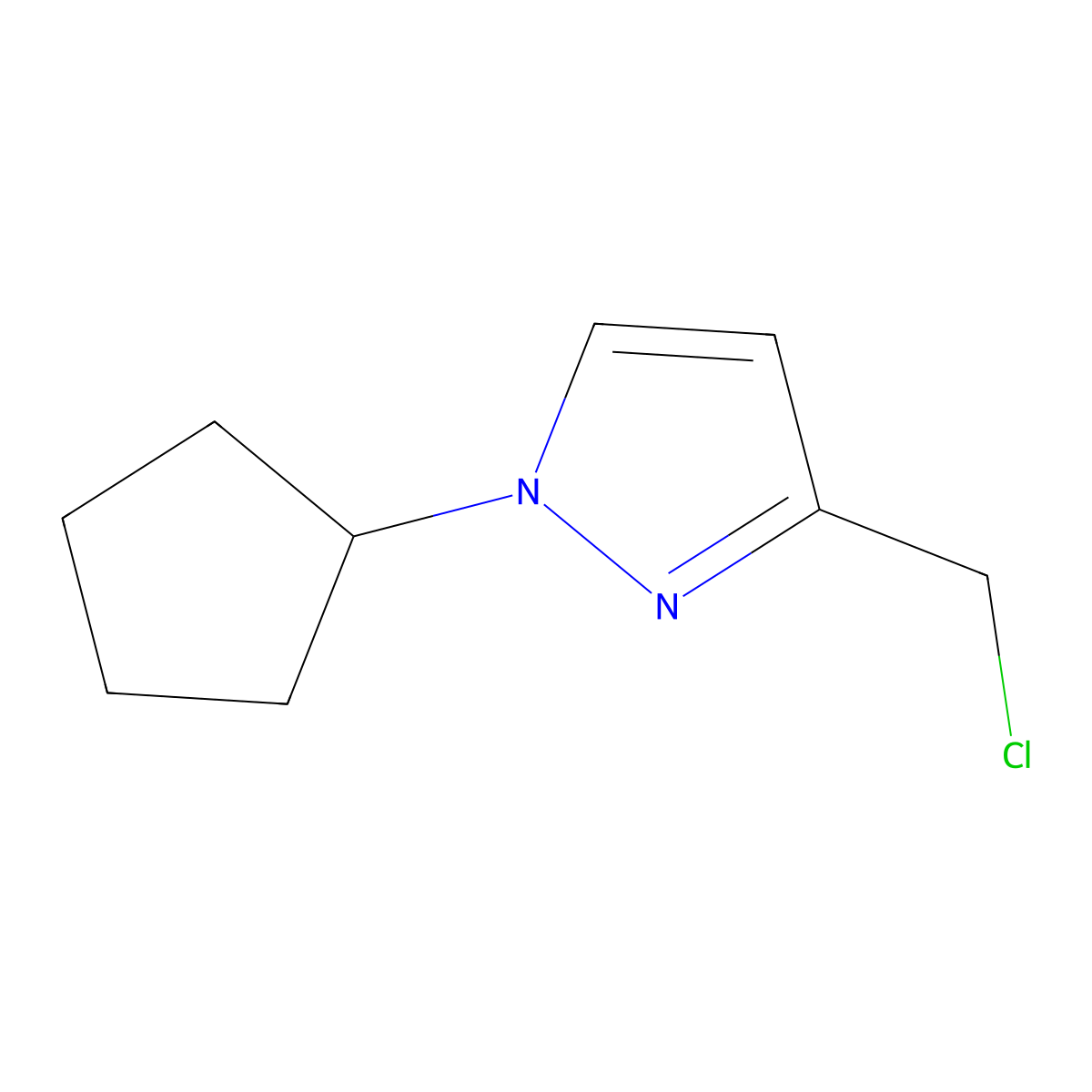 1H-Pyrazole, 3-(chloromethyl)-1-cyclopentyl- molecular structure, CAS 1260659-19-5