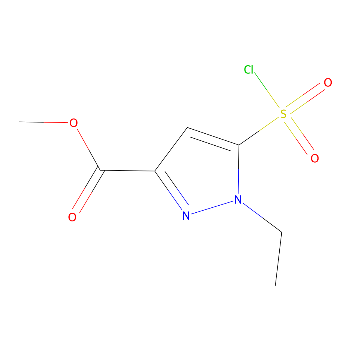 Methyl 5-(chlorosulfonyl)-1-ethyl-1H-pyrazole-3-carboxylate molecular structure, CAS 1260659-24-2