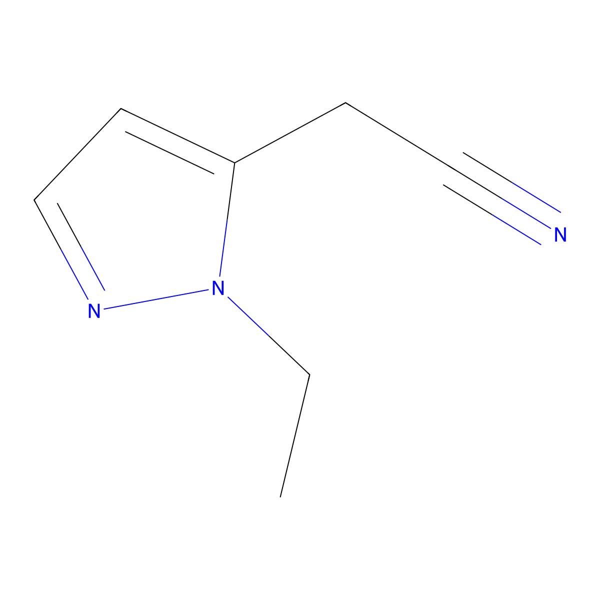 2-(1-ethyl-1H-pyrazol-5-yl)acetonitrile molecular structure, CAS 1260659-26-4