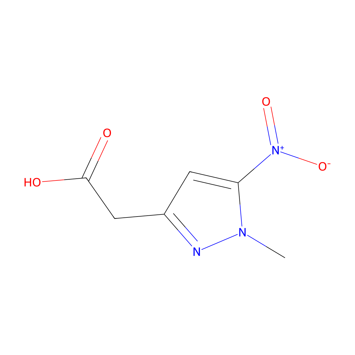 2-(1-Methyl-5-nitro-1H-pyrazol-3-yl)acetic acid molecular structure, CAS 1260659-28-6