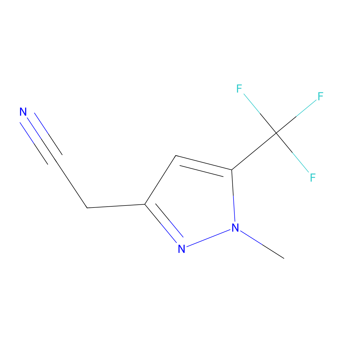 2-(1-Methyl-5-(trifluoromethyl)-1H-pyrazol-3-yl)acetonitrile molecular structure, CAS 1260659-29-7