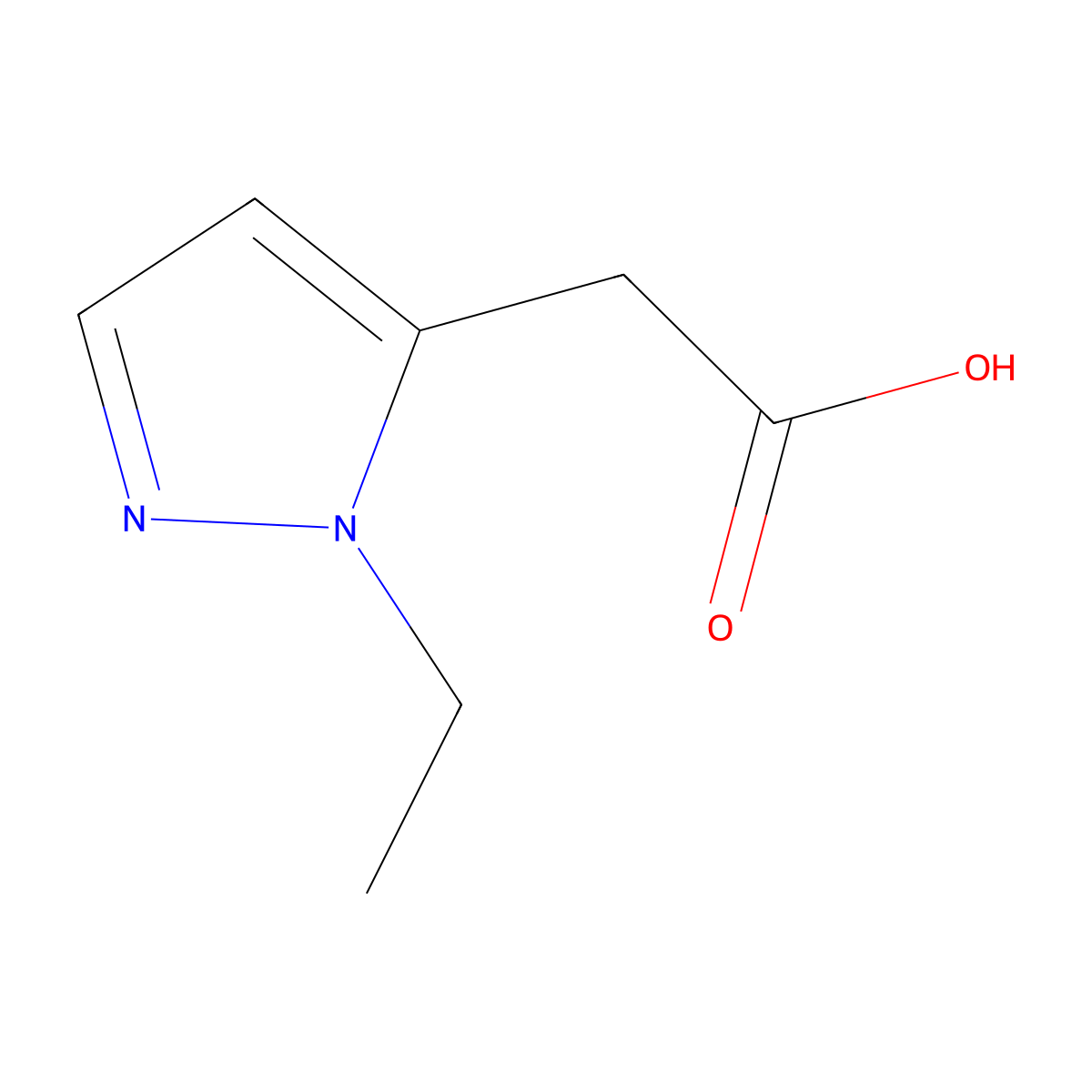 (1-ethyl-1H-pyrazol-5-yl)acetic acid molecular structure, CAS 1260659-31-1