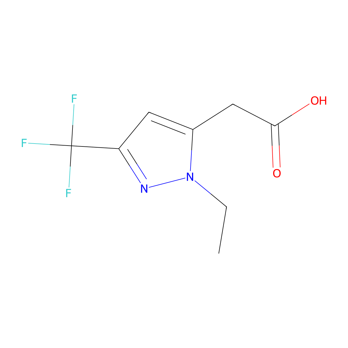 [1-ethyl-3-(trifluoromethyl)-1H-pyrazol-5-yl]acetic acid molecular structure, CAS 1260659-37-7