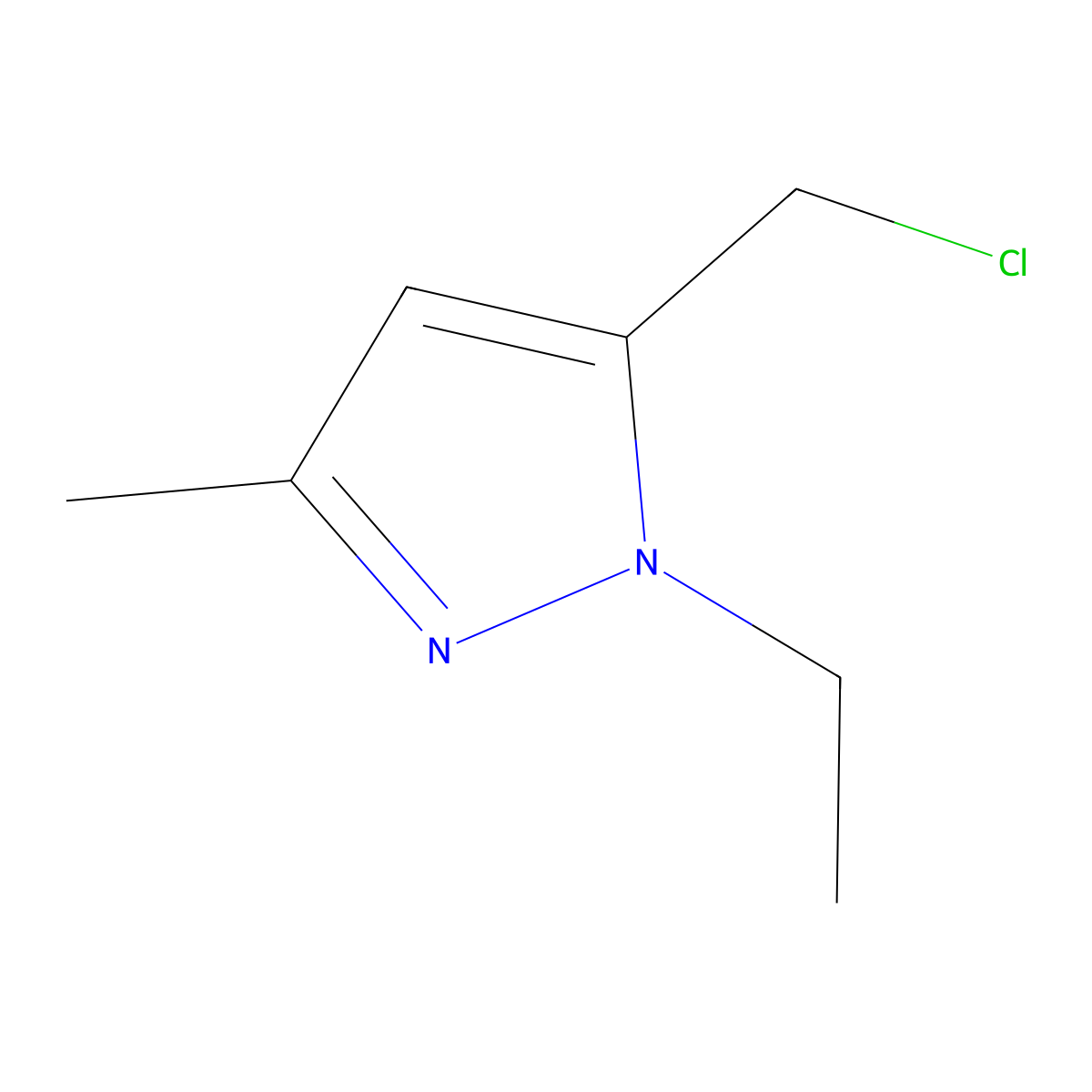 5-(chloromethyl)-1-ethyl-3-methyl-1H-pyrazole molecular structure, CAS 1260659-39-9