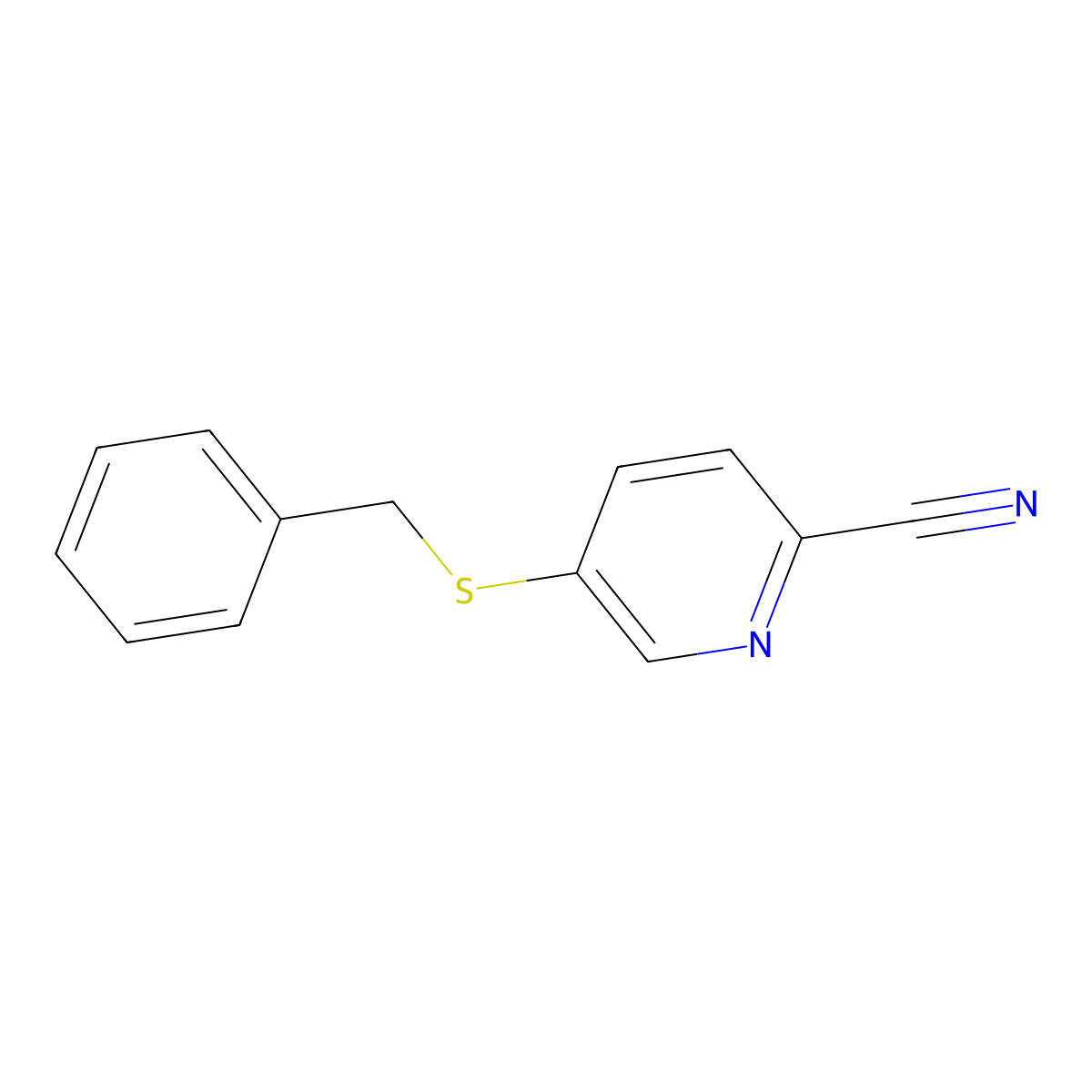 5-(Benzylsulfanyl)pyridine-2-carbonitrile molecular structure, CAS 1260662-91-6