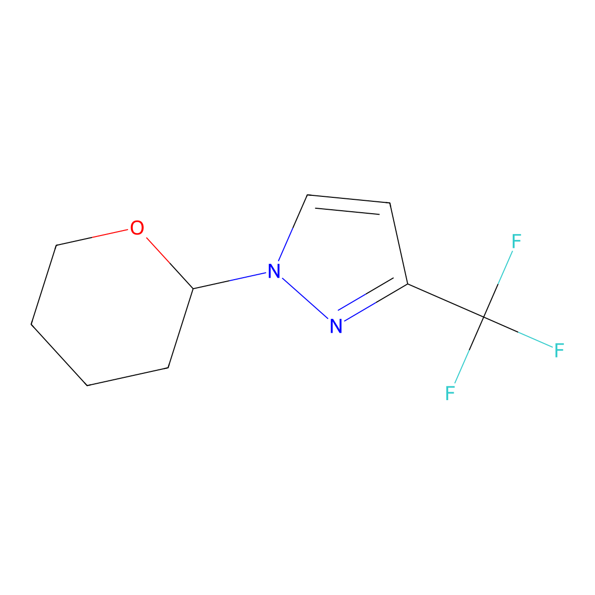 1-(tetrahydro-2H-pyran-2-yl)-3-(trifluoromethyl)-1H-pyrazole molecular structure, CAS 1260662-94-9
