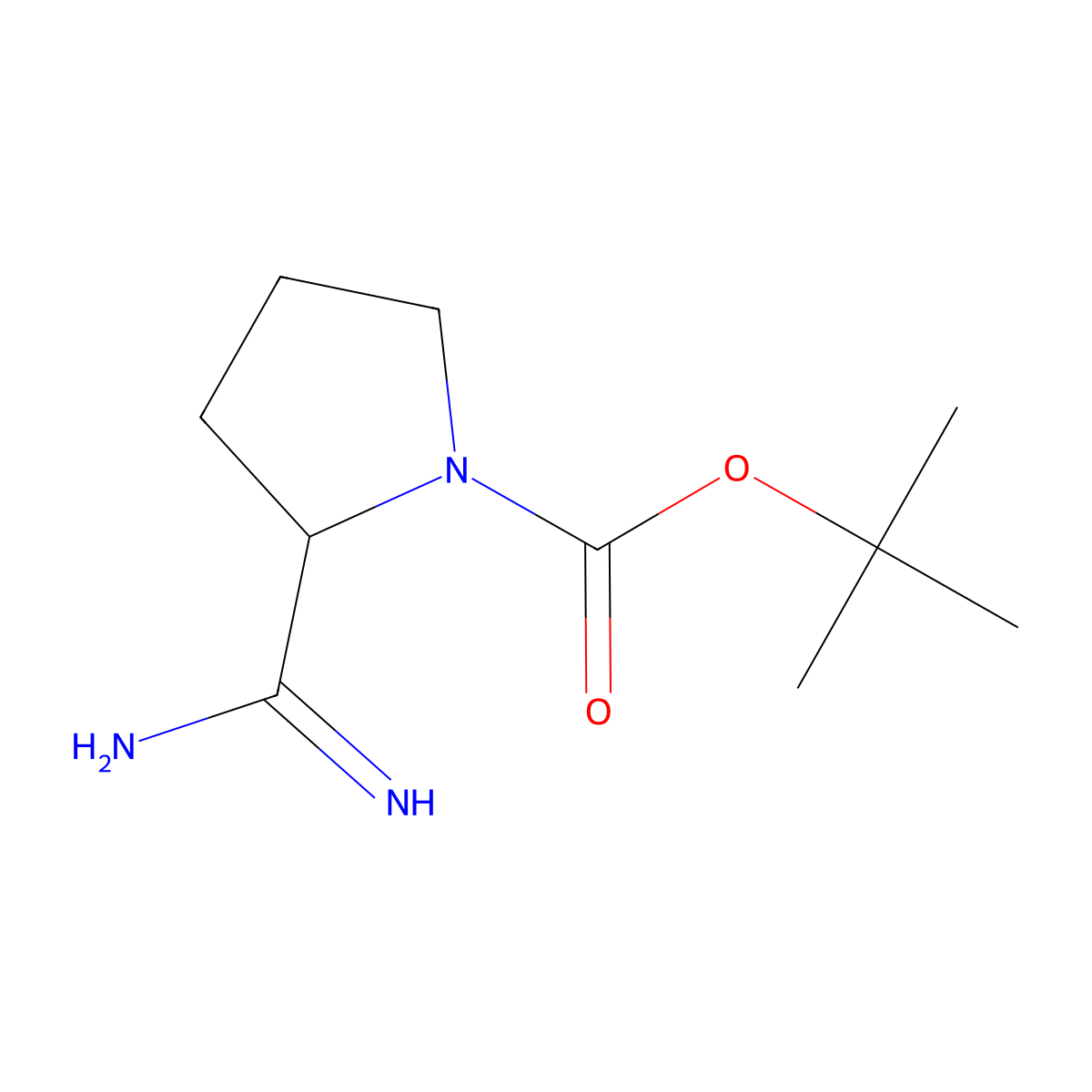 Tert-butyl 2-carbamimidoylpyrrolidine-1-carboxylate molecular structure, CAS 1260663-01-1