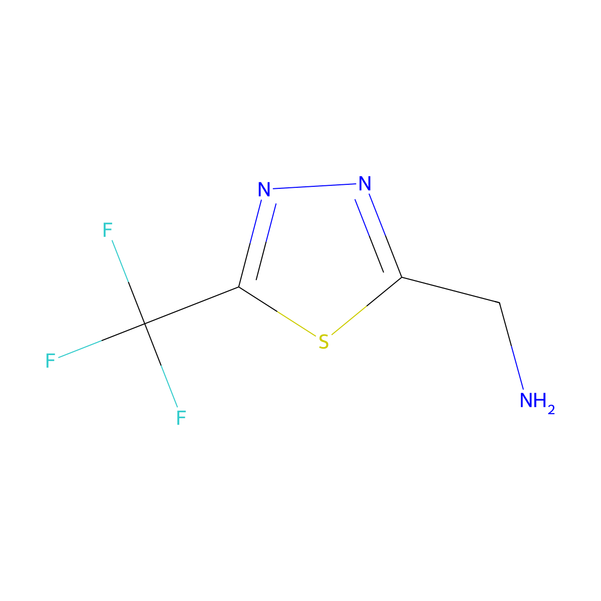 (5-(Trifluoromethyl)-1,3,4-thiadiazol-2-yl)methanamine molecular structure, CAS 1260663-10-2