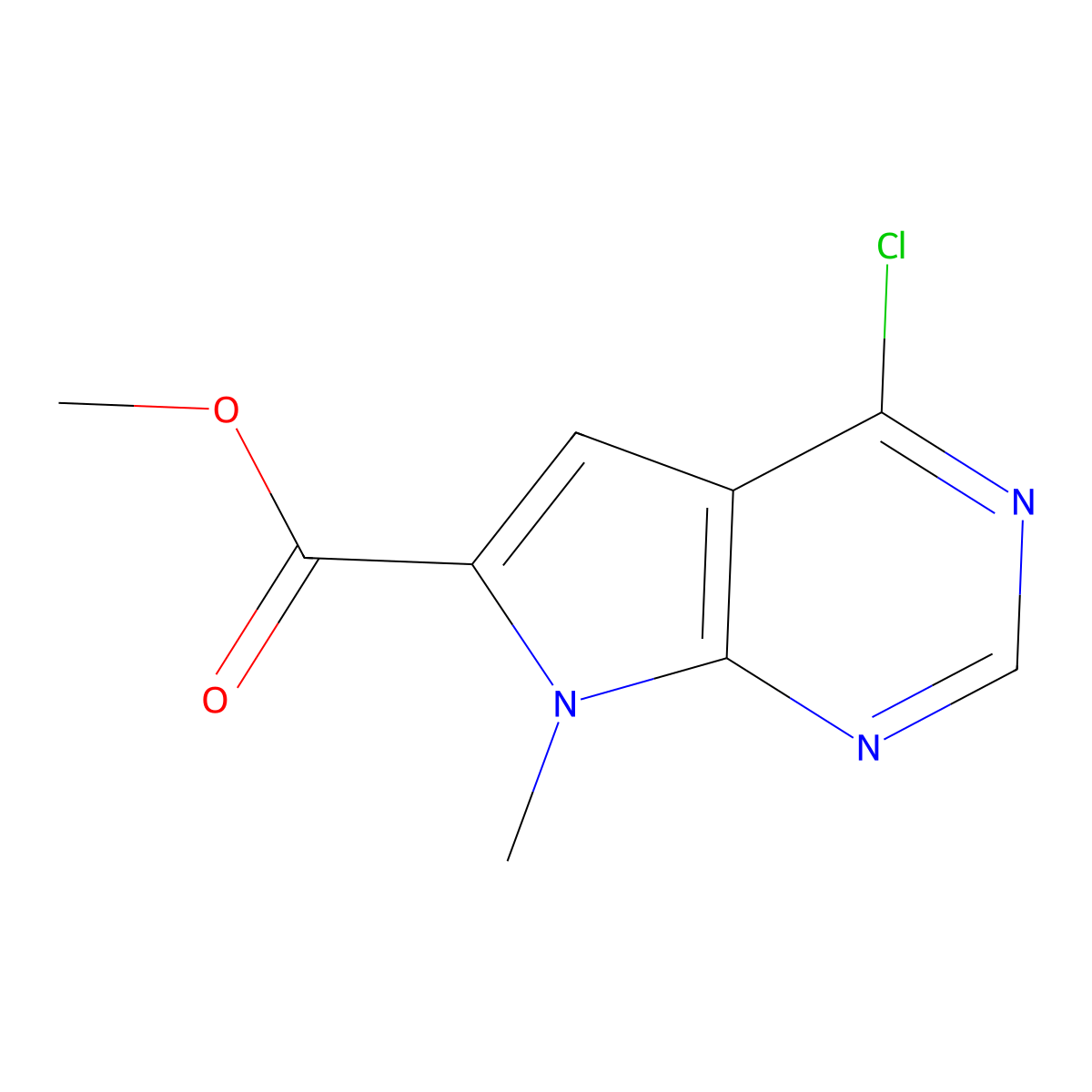 methyl 4-chloro-7-methyl-7H-pyrrolo[2,3-d]pyrimidine-6-carboxylate molecular structure, CAS 1260663-57-7