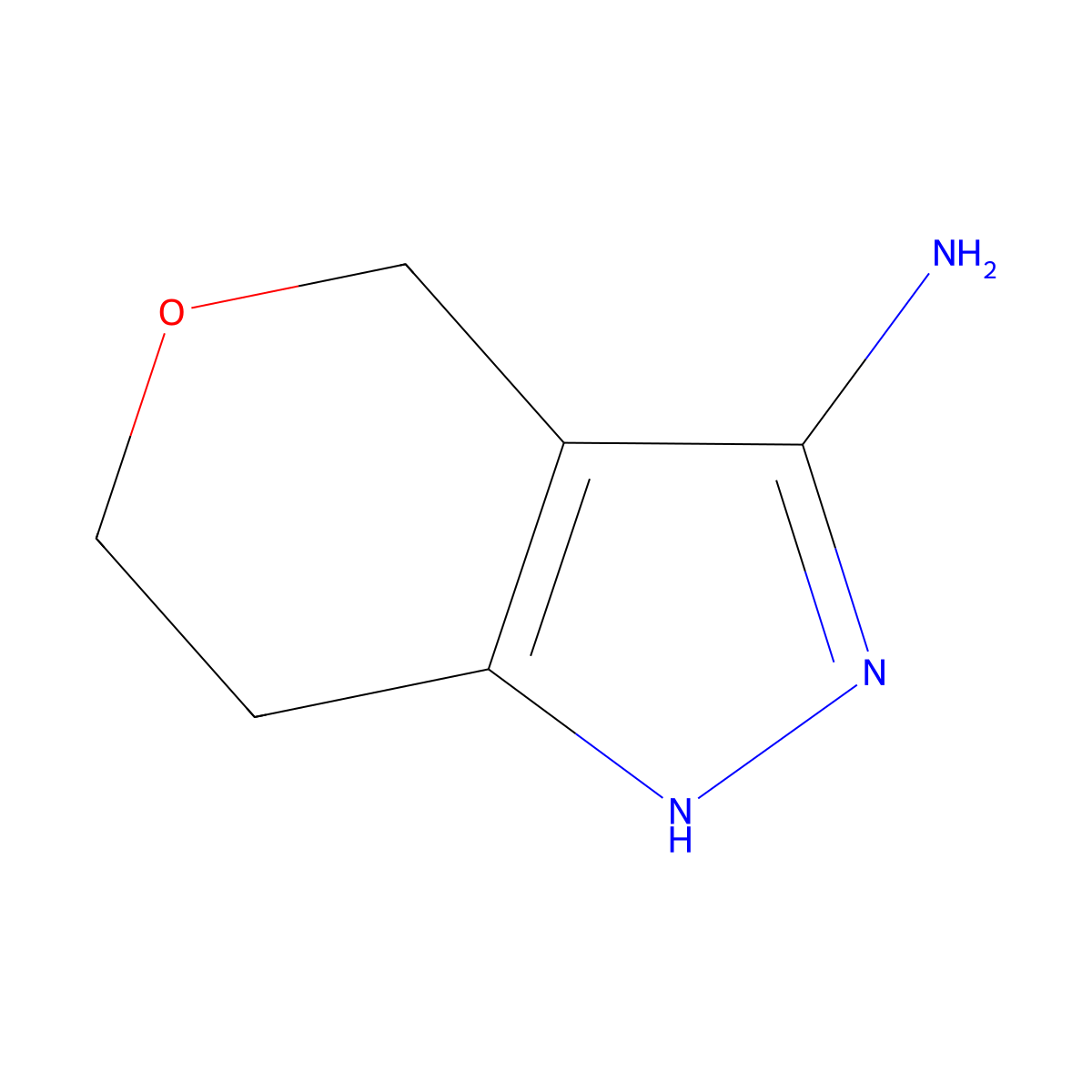 2H,4H,6H,7H-pyrano(4,3-c)pyrazol-3-amine molecular structure, CAS 1260663-66-8