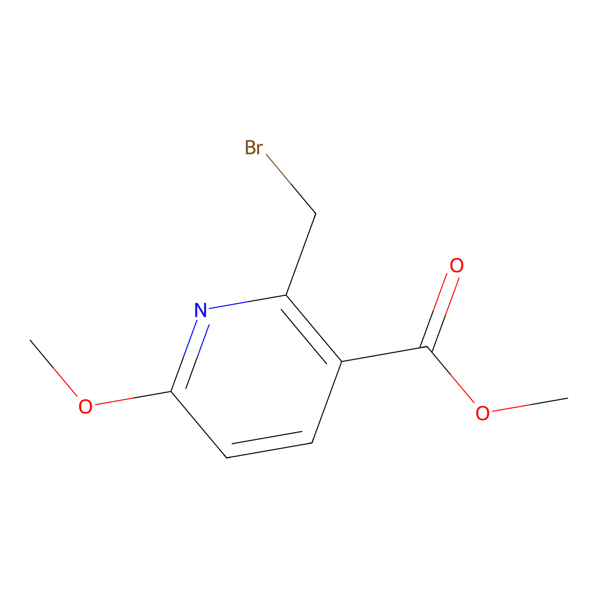 Methyl 2-(bromomethyl)-6-methoxypyridine-3-carboxylate molecular structure, CAS 1260664-37-6