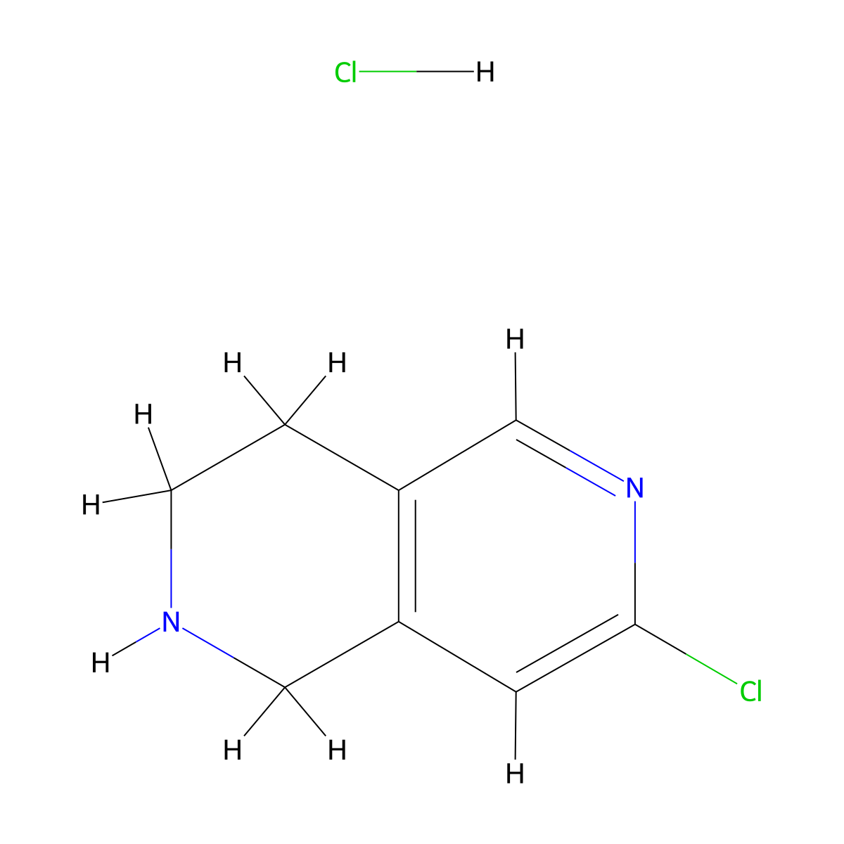 7-Chloro-1,2,3,4-tetrahydro-2,6-naphthyridine hydrochloride molecular structure, CAS 1260664-42-3