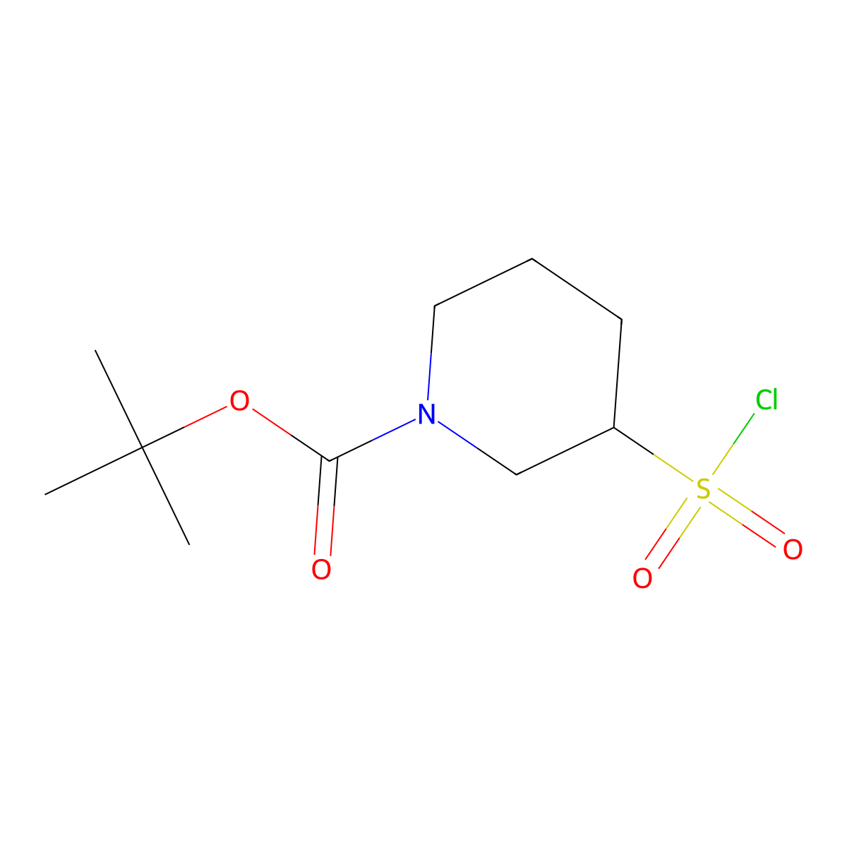 1-Piperidinecarboxylic acid, 3-(chlorosulfonyl)-, 1,1-dimethylethyl ester molecular structure, CAS 1260664-44-5
