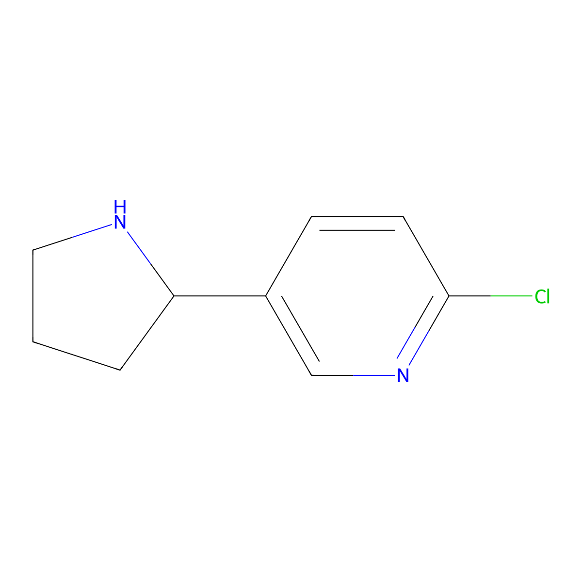 2-Chloro-5-(pyrrolidin-2-yl)pyridine molecular structure, CAS 1260664-51-4