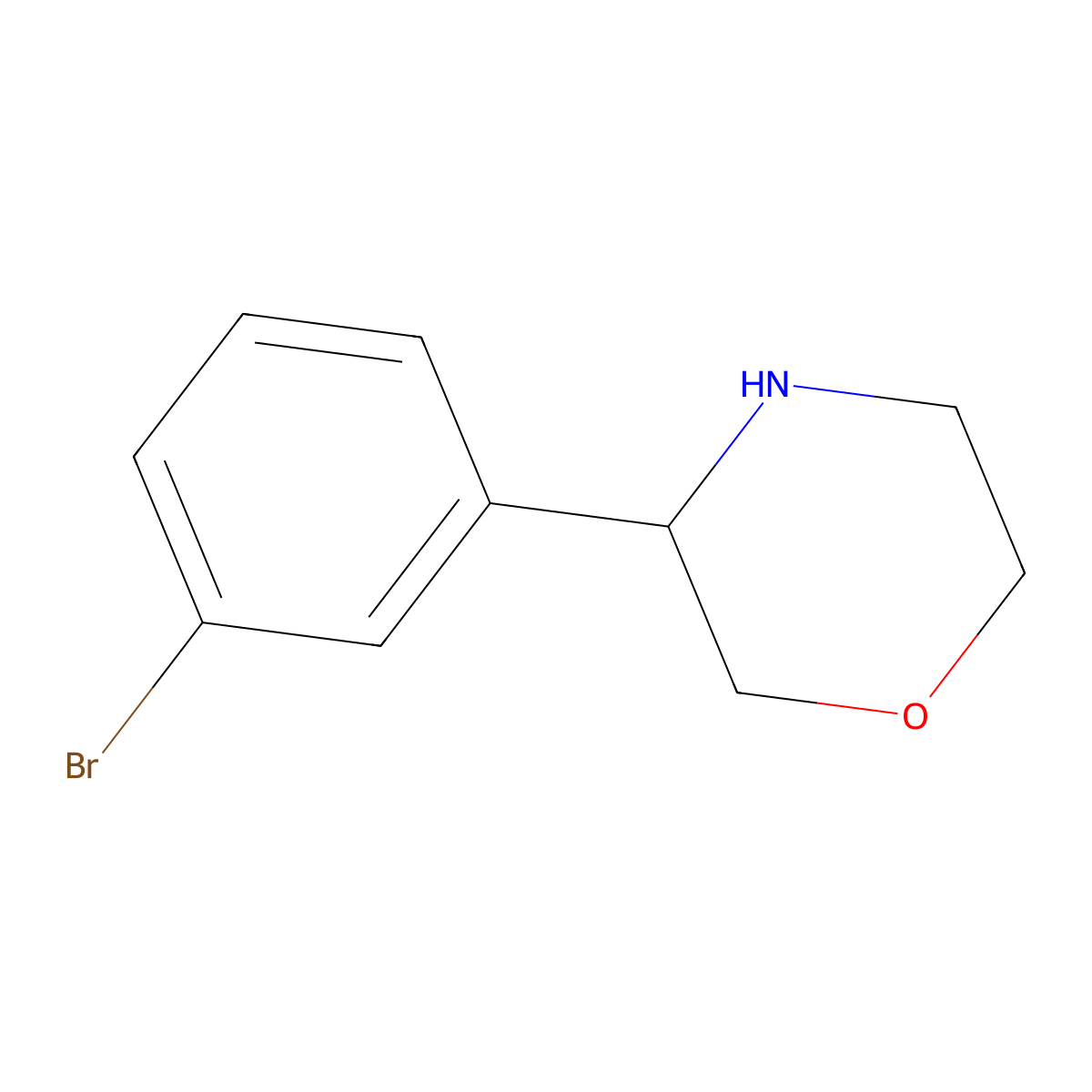 3-(3-Bromophenyl)morpholine molecular structure, CAS 1260665-00-6