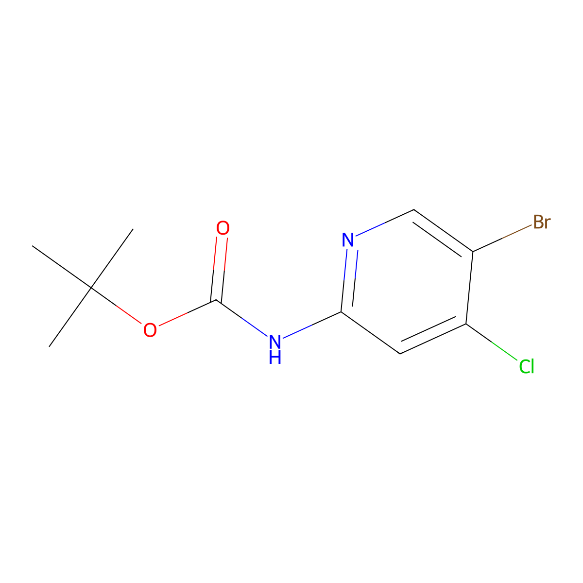 Tert-butyl 5-bromo-4-chloropyridin-2-ylcarbamate molecular structure, CAS 1260665-10-8