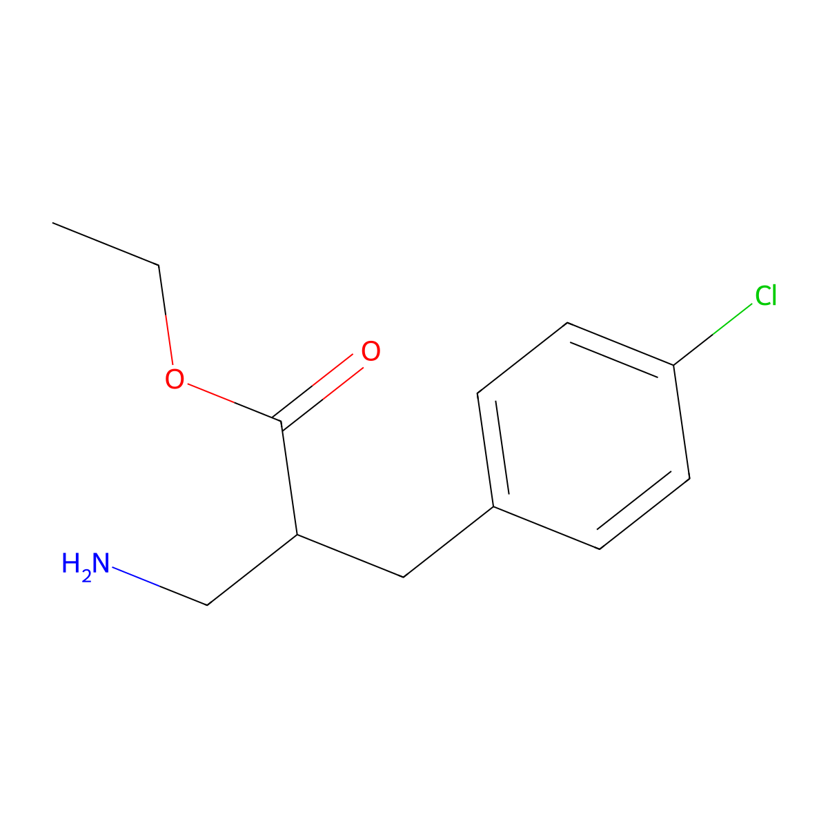 Ethyl 3-amino-2-(4-chlorobenzyl)propanoate molecular structure, CAS 1260665-15-3