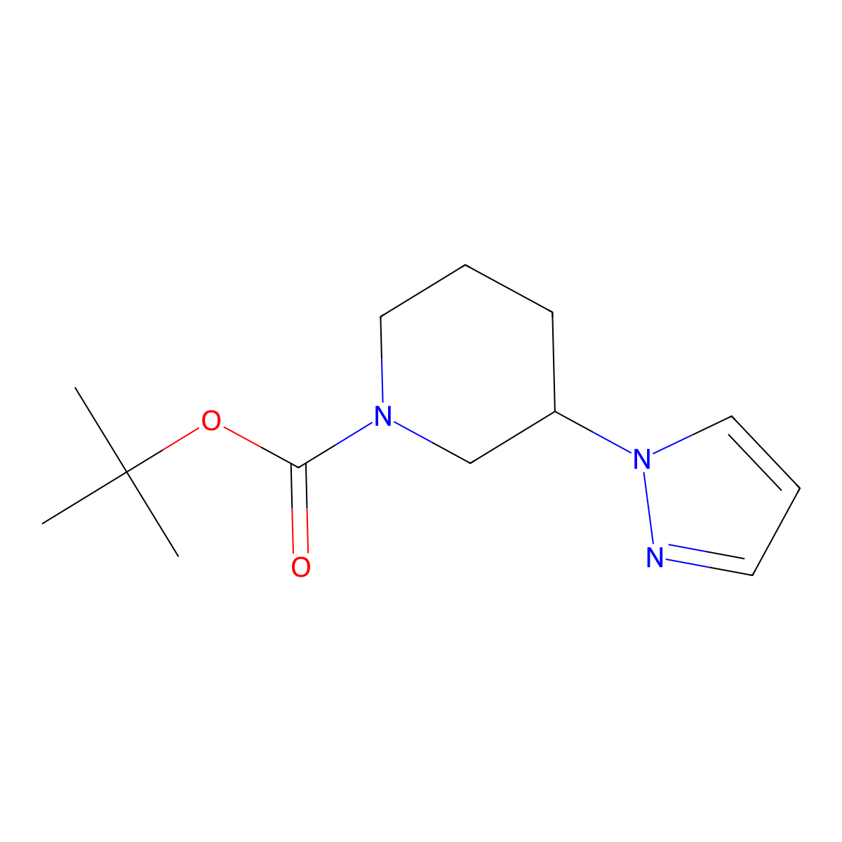 Tert-butyl 3-(1H-pyrazol-1-YL)piperidine-1-carboxylate molecular structure, CAS 1260665-61-9