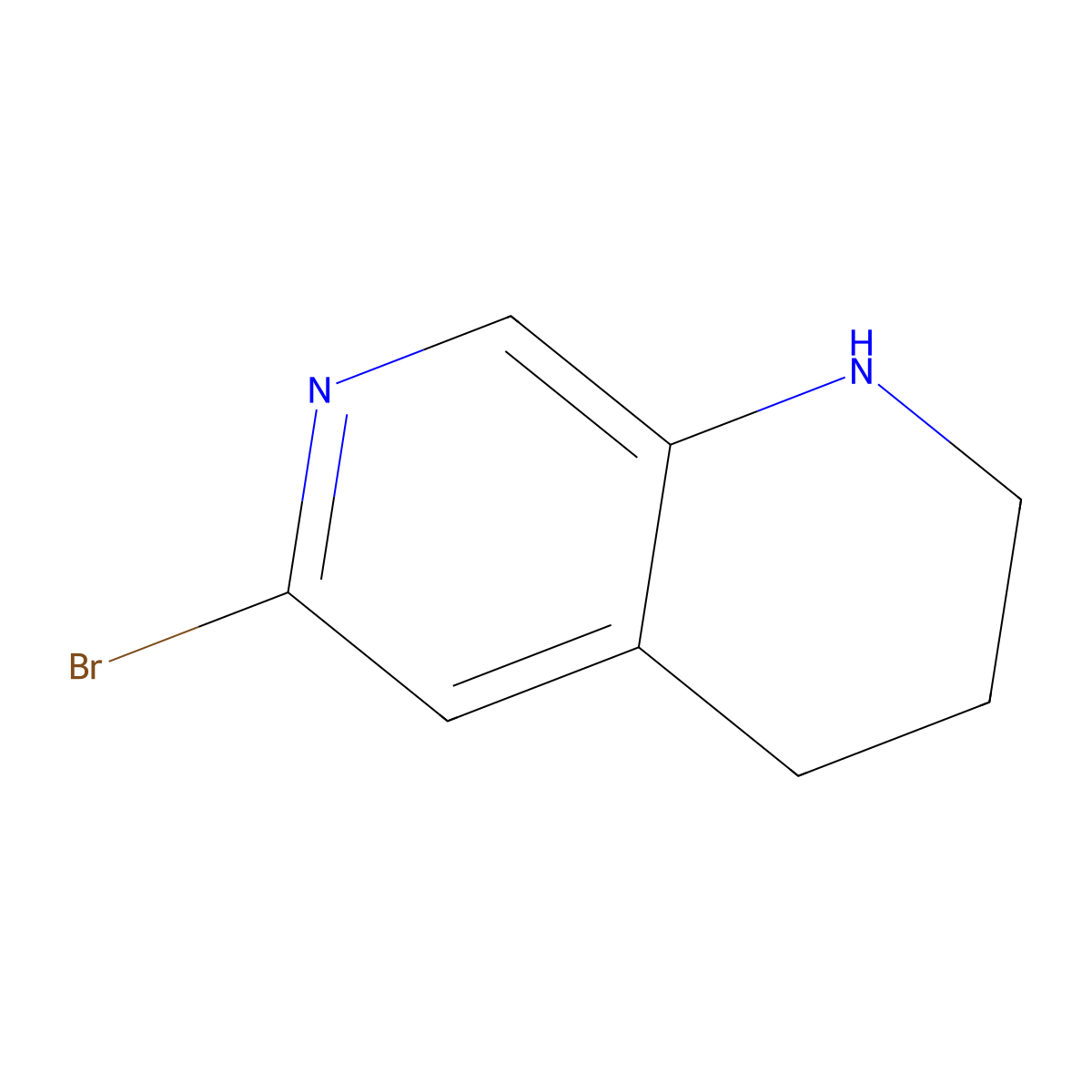 6-Bromo-1,2,3,4-tetrahydro-1,7-naphthyridine molecular structure, CAS 1260666-49-6