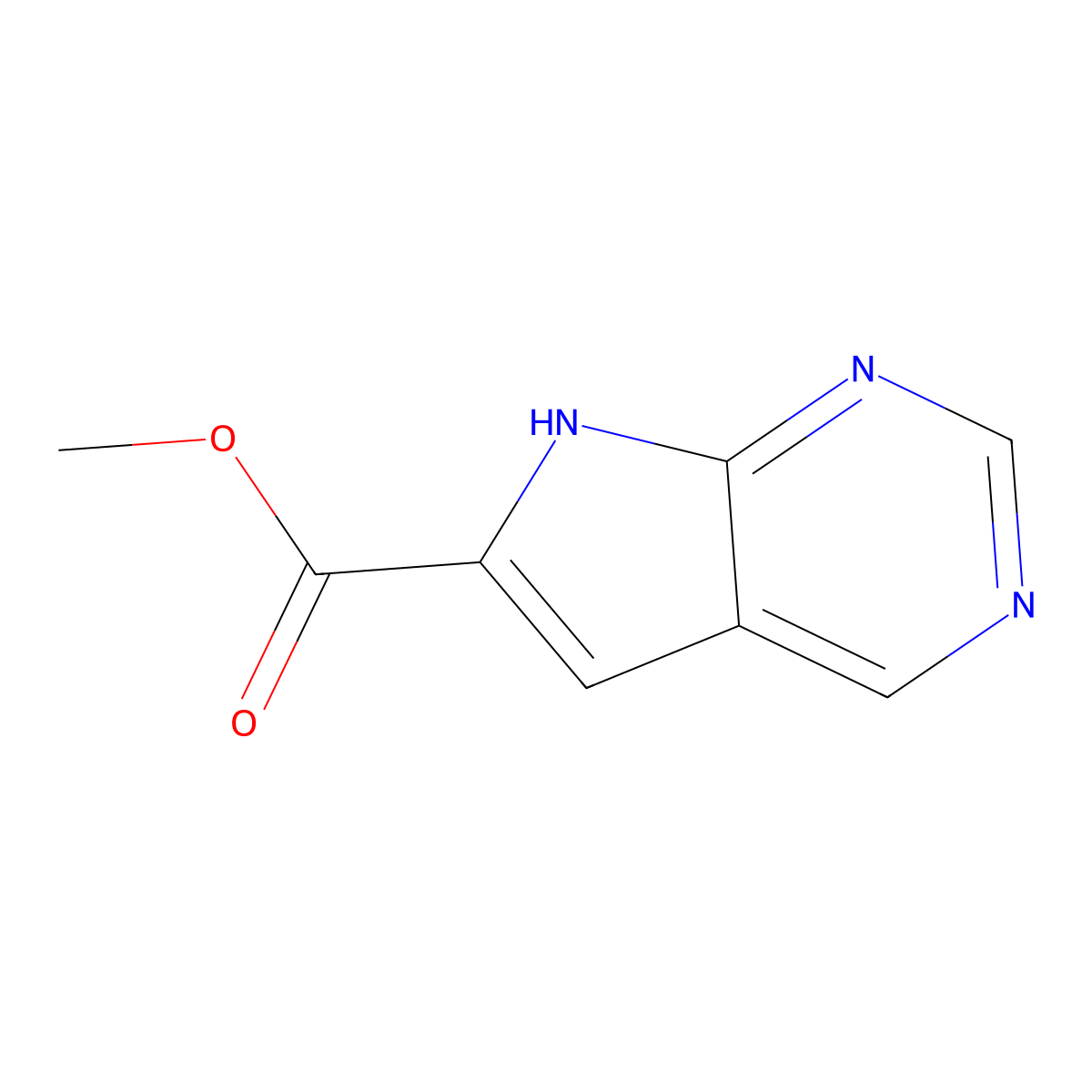 methyl 7H-pyrrolo[2,3-d]pyrimidine-6-carboxylate molecular structure, CAS 1260666-55-4