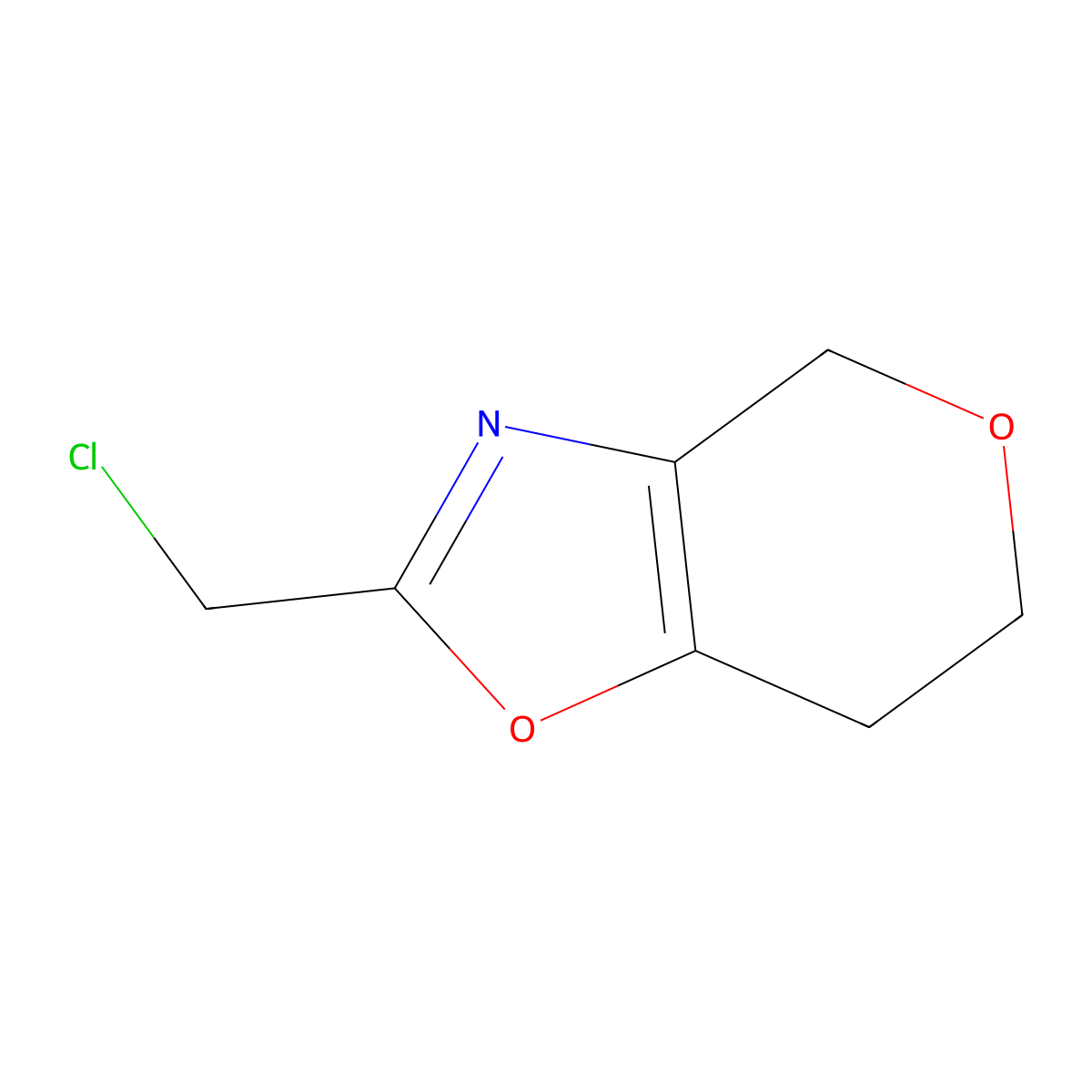 2-(chloromethyl)-6,7-dihydro-4H-pyrano(3,4-d)oxazole molecular structure, CAS 1260666-56-5