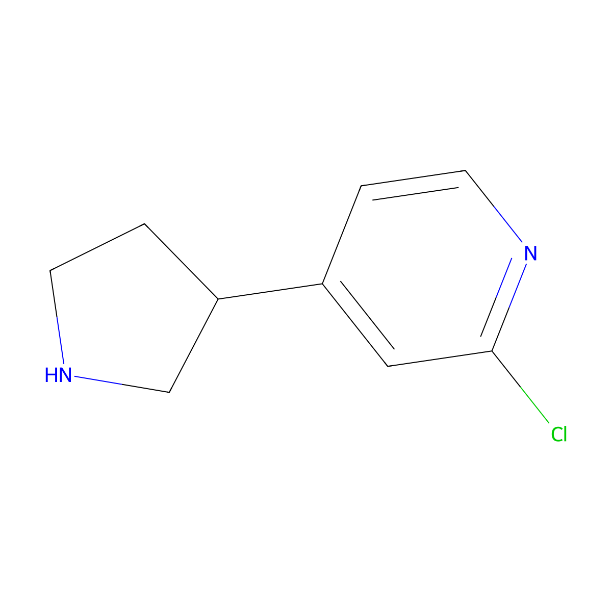 2-Chloro-4-(pyrrolidin-3-YL)pyridine molecular structure, CAS 1260666-92-9
